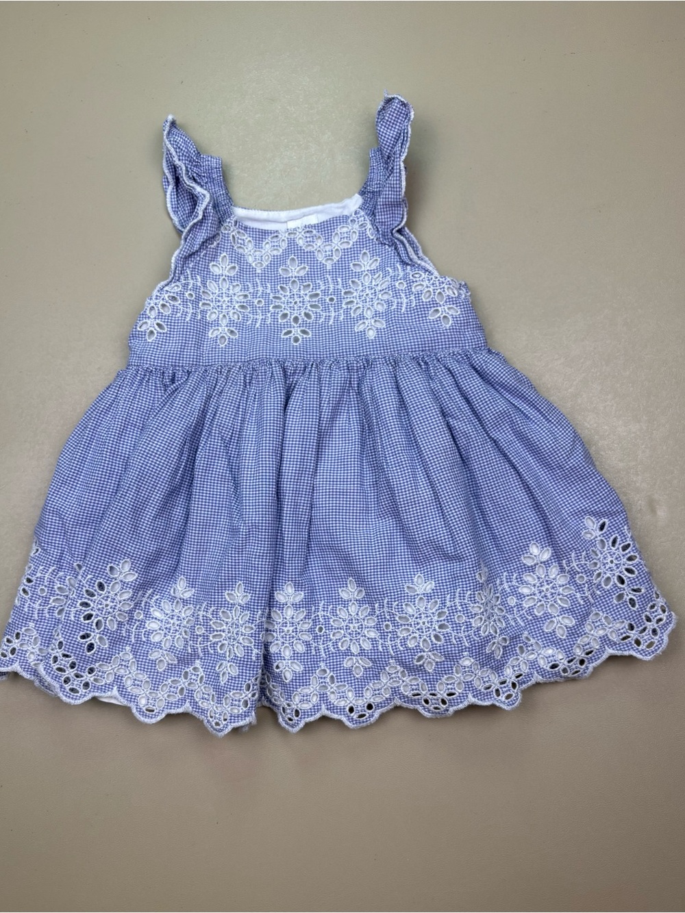 Gap Baby Eyelet Gingham Bloomer Cover 6-12M Blue White Cottagecore